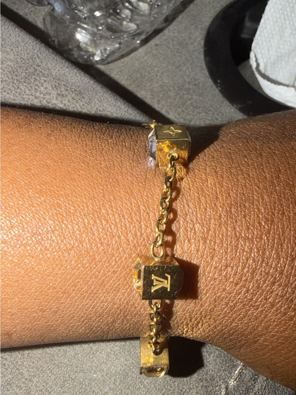 Gold Chain Bracelet with Cubic Charms - Gold